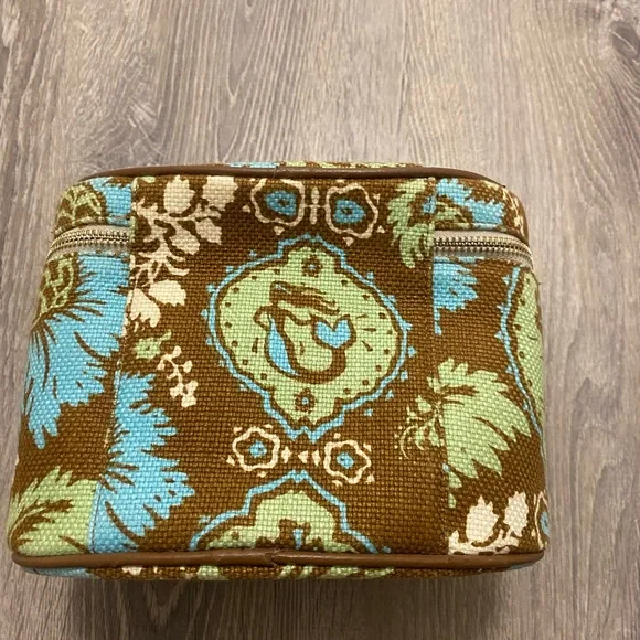 Spartina Daufuskie Island Brown Green Blue Zip Cosmetic Makeup Bag - Picture 8 of 15